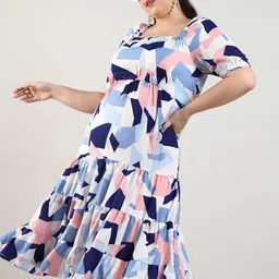 Instafab Plus Women Fit & Flare Knee Length Dress-picture-33