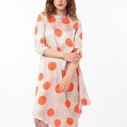 RAREISM Polka Dots Printed Asymmetric Drape Detail Fit & Flare Midi Dress-image-65