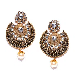 PANASH Gold Plated Crescent Shaped Chandbalis Earrings-3