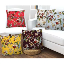 AEROHAVEN Multicoloured Set of 5 Floral Square Cushion Covers-36