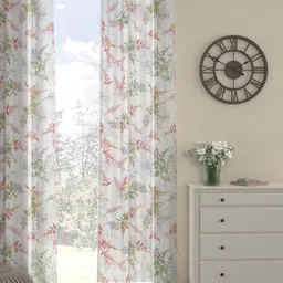 ROSARA HOME White & Pink Single Sheer Door Curtain-image-38