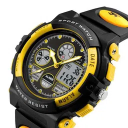 V2A Unisex Kids Yellow Dial & Black Straps Analogue and Digital Multi Function Watch V2A-1163- image 2
