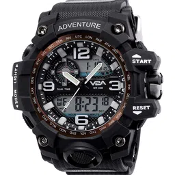 V2A Men Black Patterned Dial & Black Straps Analogue and Digital Multi Function Watch image 3