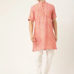 RAJUBHAI HARGOVINDAS Men Pink Cotton Handloom Kurta-picture-48