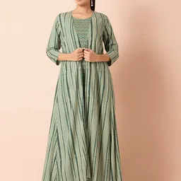 INDYA Geometric Printed Longline Open Front Shrug-27