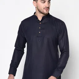 TABARD Men Blue Solid Cotton Kurta-picture-23
