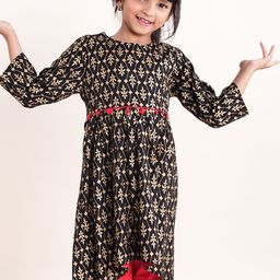 KiddoPanti Girls Round Neck Ethnic Printed Anarkali Kurta-picture-47