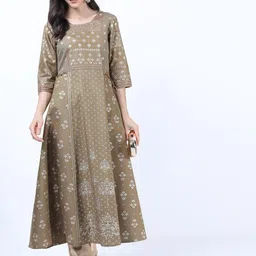 Vishudh Women Green Floral Printed Anarkali Kurta-image-53