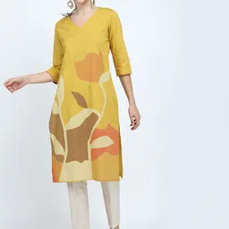 Vishudh Women Yellow Printed Kurta-image-84