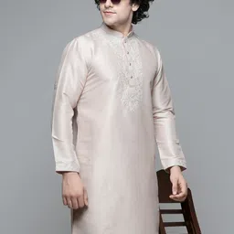 MAAHI FABS Mandarin Collar Embroidered Pathani Kurta-image-84
