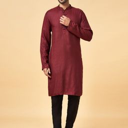 indus route by Pantaloons Striped Mandarin Collar Regular Kurta-picture-32