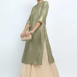 Vishudh Women Olive Green Solid Kurta-picture-33
