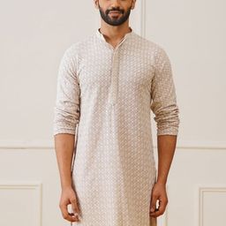 Jompers Ethnic Motifs Embroidered Mandarin Collar Straight Pure Cotton Straight Kurta-12