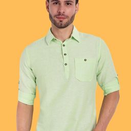 Springberry Shirt Collar Cotton Pathani Kurta-image-68