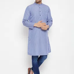 even Men Blue & White Striped Kurta-image-65
