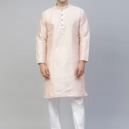 MANQ Men Pink Chikankari Kurta-image-37