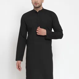 Jompers Men Black Cold-Shoulder Sleeves Chikankari Kurta-image-27