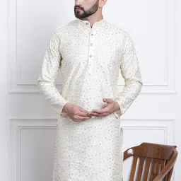 SOJANYA Floral Embroidered Mandarin Collar Straight Kurta-picture-7