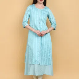 V-Mart Striped Gotta Patti Cotton Layered A-Line Kurta-picture-54