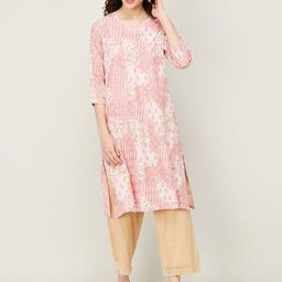 Melange by Lifestyle Ethnic Motifs Printed V-Neck Straight Kurta-picture-25