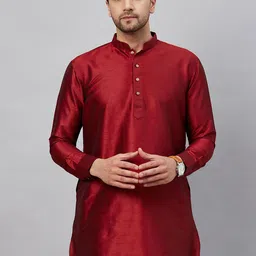 VASTRAMAY Mandarin Collar Straight Kurta-image-12