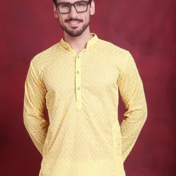 Jompers Ethnic Motifs Embroidered Chikankari Detailed Pure Cotton Straight Kurta-image-53