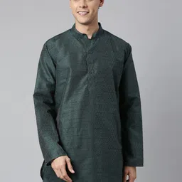 TATTVA Men Olive Green Solid Chikankari Kurta-picture-48
