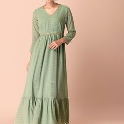 INDYA Leaf Printed Tiered Maxi Anarkali Kurta-picture-13