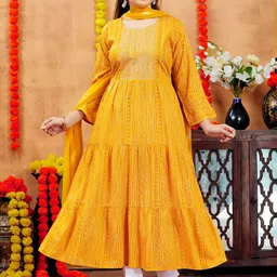 Aarika Girls Printed Thread Work Anarkali Kurta-45