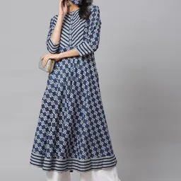 YASH GALLERY Geometric Printed Cotton Anarkali Kurta-picture-26