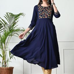 DANEEN Women Embroidered Flared Sleeves Thread Work Anarkali Kurta-image-97