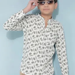Crimsoune Club Boys Abstract Printed Mandarin Collar Straigth Kurta-image-43