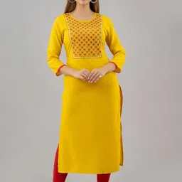 NISHABD Ethnic Motifs Yoke Design Mirror Work Straight Kurta-image-18