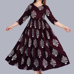SIPET Floral Printed V-Neck Anarkali Kurta-image-95