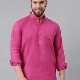 RIAG Band Collar Khadi Pure Cotton Short Kurta-picture-30
