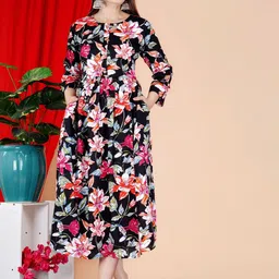 FebQ Floral Printed Round Neck Anarkali Kurta-picture-17