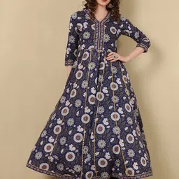 WOMENCLICK Women Paisley Printed Mirror Work Floral Anarkali Kurta-36
