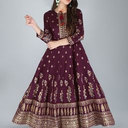AJ ART Ethnic motifs Printed Empire Tie-Up Neck Anarkali Kurta-picture-48