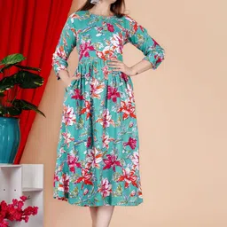 FebQ Floral Printed Round Neck Anarkali Kurta-picture-13