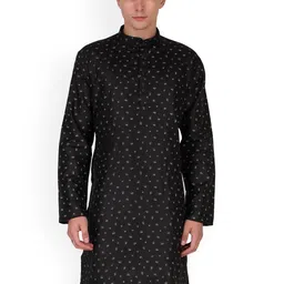 Enciger Geometric Printed Mandarin Collar Cotton Straight Kurta-11