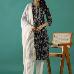 RangDeep Bandhani Printed Gotta Patti Cotton Straight Kurta-picture-3