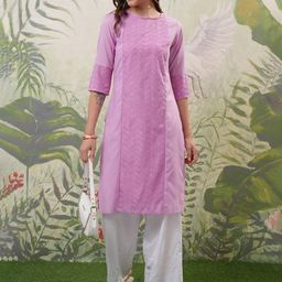 Vishudh Three-Quarter Sleeves Round Neck Gotta Patti Kurta-picture-10