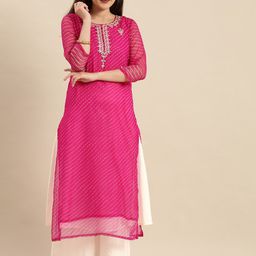 Varanga Leheriya Thread Work Chiffon Kurta-image-91