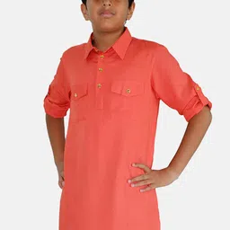 KiddoPanti Boys Shirt Collar Pathani Kurta-image-20