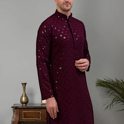 Jompers Geometric Embellished Sequinned Straight Kurta-picture-3
