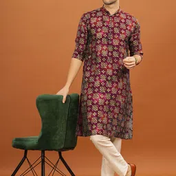 Anouk Floral Printed Mandarin Collar Straight Kurta-picture-46