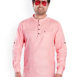 Authentics Striped Thread Work Pure Cotton Pathani Short Kurta-picture-30