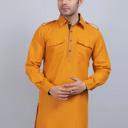 Spring Soul Shirt Collar Cotton Pathani Kurta-picture-56