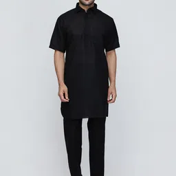 ROYAL KURTA Men Solid Cotton Pathani Kurta-image-24