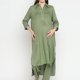 Mom For Sure by Ketki Dalal Women Thread Work Maternity Pathani Kurta-image-34